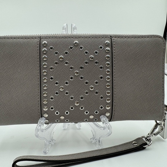 Michael Kors Gray Studded Large Continental Wallet - Picture 2 of 5